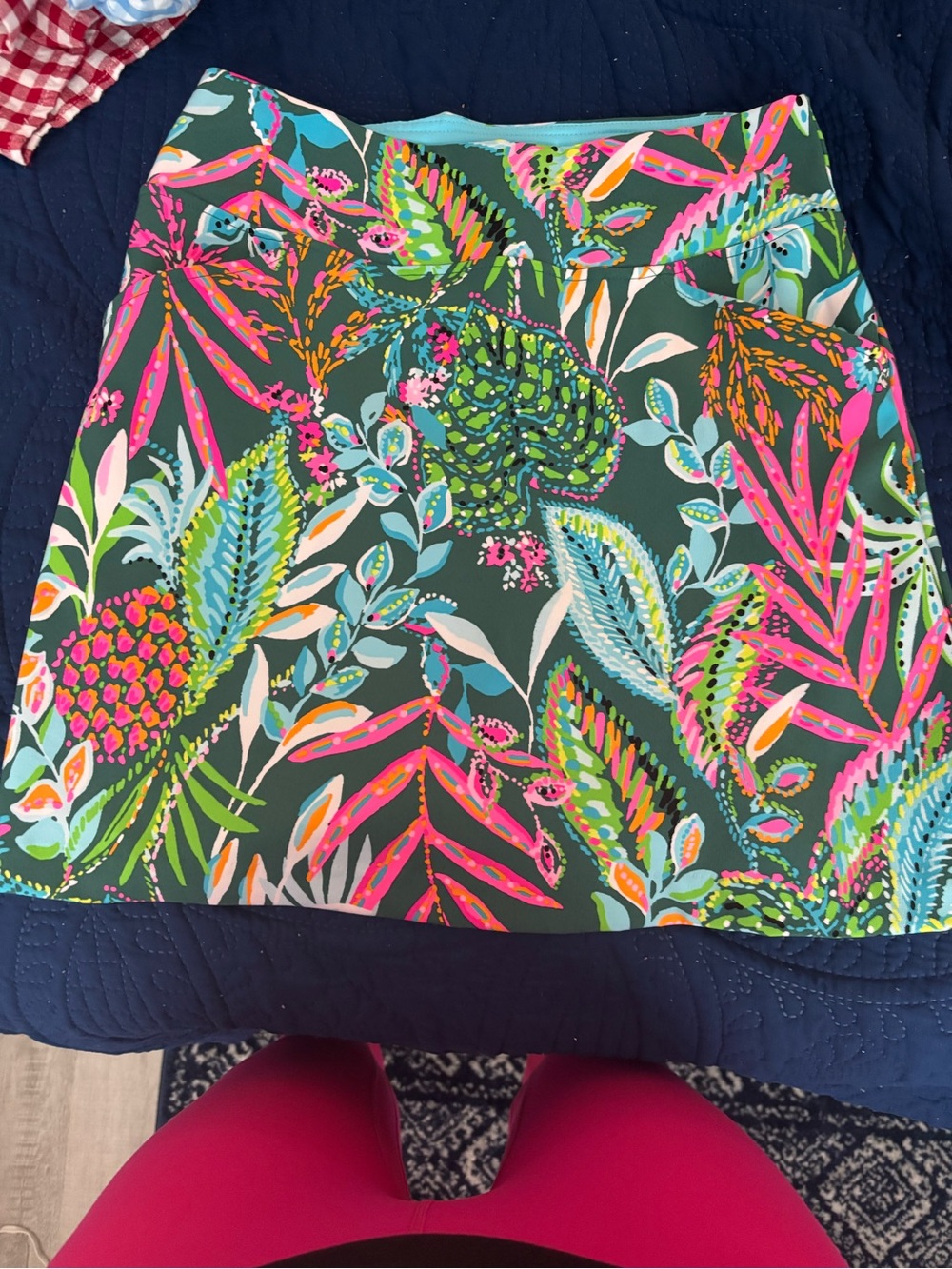 Lilly Pulitzer Green Tropical-Print Circle Skirt with Neon Accents
